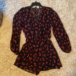NWT Express wrap dress/romper w/ flattering silky-lined tank & shorts.
